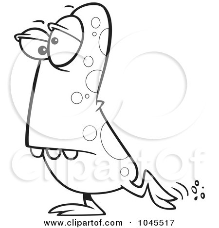 Royalty-Free (RF) Clip Art Illustration of a Cartoon Black And White Outline Design Of A Goofy Monster by toonaday