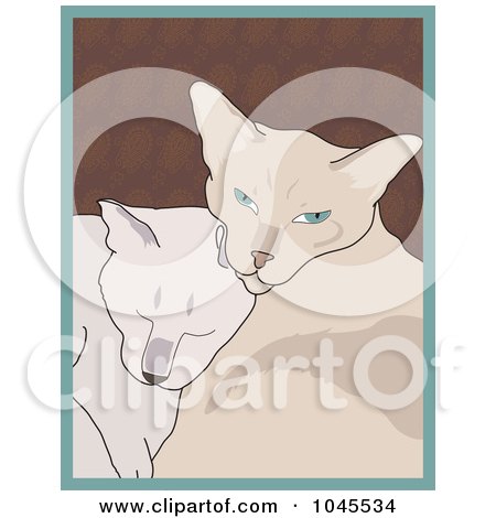 Royalty-Free (RF) Clip Art Illustration of Siamese Cats Cuddling by Maria Bell