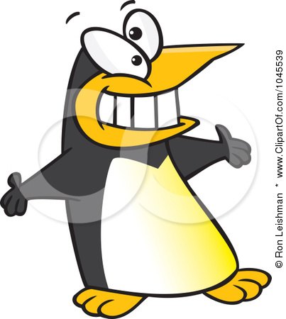 Royalty-Free (RF) Clip Art Illustration of a Cartoon Welcoming Penguin by toonaday