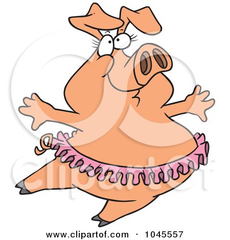 Royalty-Free (RF) Clip Art Illustration of a Cartoon Ballet Pig by toonaday