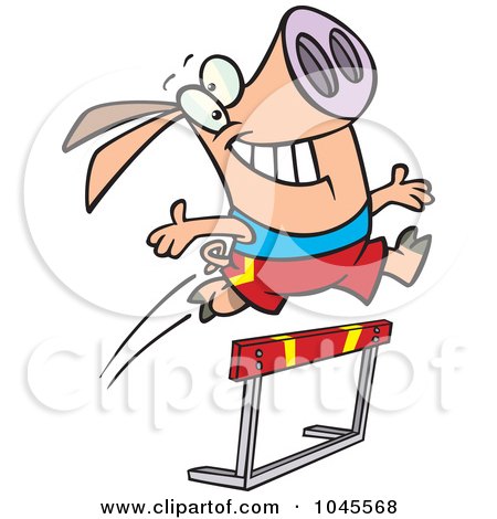 Clipart Male Runner Looking Up At A High Hurdle - Royalty Free Vector  Illustration by toonaday #1080563