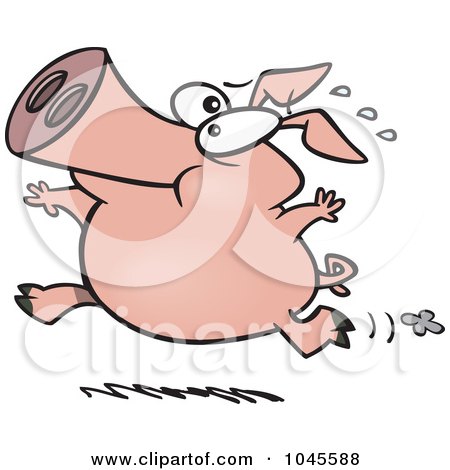 Royalty-Free (RF) Clip Art Illustration of a Cartoon Pig Running by toonaday