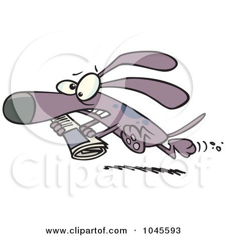 Royalty-Free (RF) Clip Art Illustration of a Cartoon Pressured Dog Carrying A Newspaper by toonaday