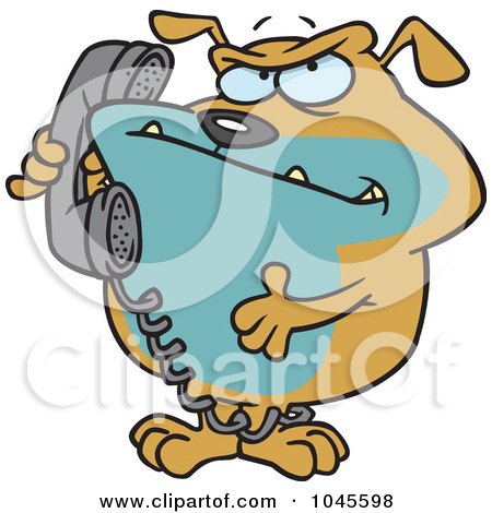 Royalty-Free (RF) Clip Art Illustration of a Cartoon Bulldog Talking On A Phone by toonaday