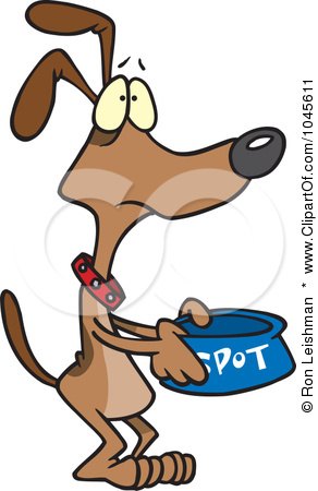 Royalty-Free (RF) Clip Art Illustration of a Cartoon Hungry Dog Pleading For Food by toonaday