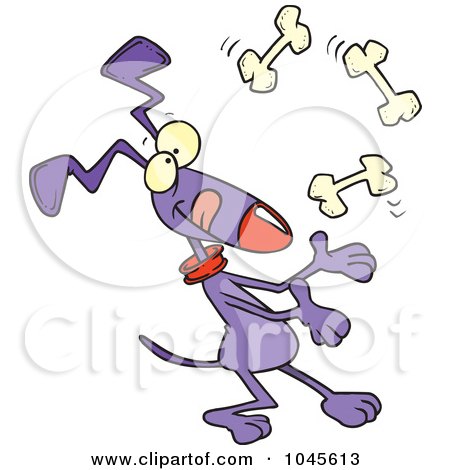 Royalty-Free (RF) Clip Art Illustration of a Cartoon Dog Juggling Bones by toonaday