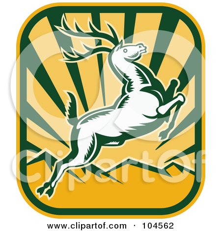 Royalty-Free (RF) Clipart Illustration of a Leaping Deer Logo by patrimonio