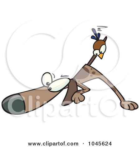 Royalty-Free (RF) Clip Art Illustration of a Cartoon Bird On A Pointer Dog's Tail by toonaday