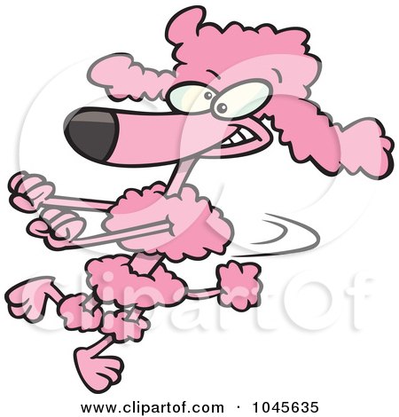 Royalty-Free (RF) Clip Art Illustration of a Cartoon Poodle Doing A Happy Dance by toonaday