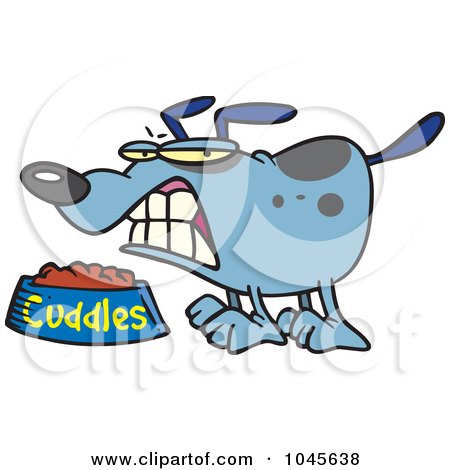 Royalty-Free (RF) Clip Art Illustration of a Cartoon Dog Growling Over His Food Bowl by toonaday