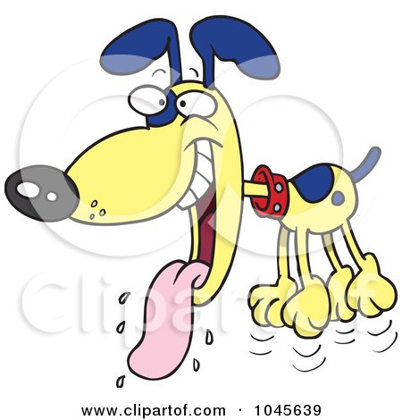 Royalty-Free (RF) Clip Art Illustration of a Cartoon Drooling Hyper Dog by toonaday