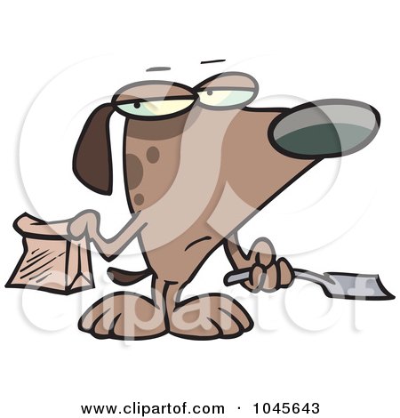 Royalty-Free (RF) Clip Art Illustration of a Cartoon Self Cleaning Dog Scooping His Poop by toonaday