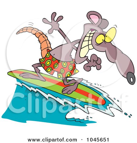 Royalty-Free (RF) Clip Art Illustration of a Cartoon Surfer Rat by toonaday