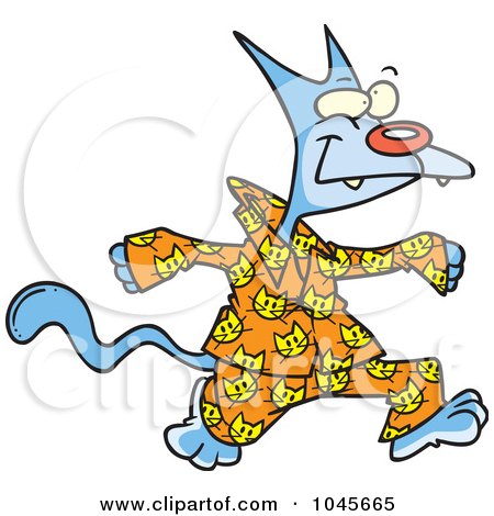 Royalty-Free (RF) Clip Art Illustration of a Cartoon Cat In His Pajamas by toonaday
