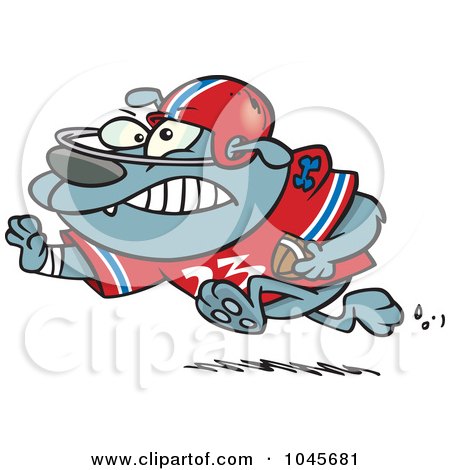 Royalty-Free (RF) Clip Art Illustration of a Cartoon Football Bulldog Running With A Straight Arm by toonaday