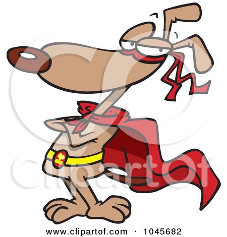 Royalty-Free (RF) Clip Art Illustration of a Cartoon Super Dog Standing In A Cape by toonaday