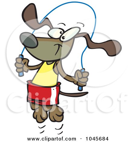 Royalty-Free (RF) Clip Art Illustration of a Cartoon Dog Skipping Rope by toonaday