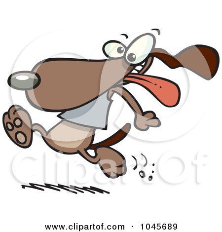 Royalty-Free (RF) Clip Art Illustration of a Cartoon Dog Running With His Tongue Hanging Out by toonaday