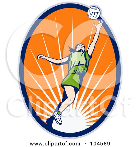 Royalty-Free (RF) Clipart Illustration of a Female Volleyball Logo by patrimonio