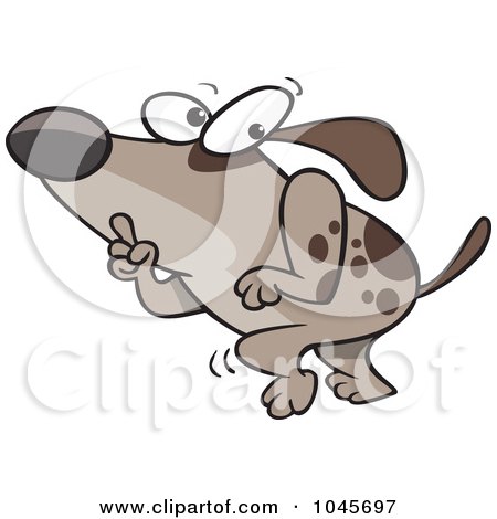 Royalty-Free (RF) Clip Art Illustration of a Cartoon Sneaky Dog Tip Toeing by toonaday