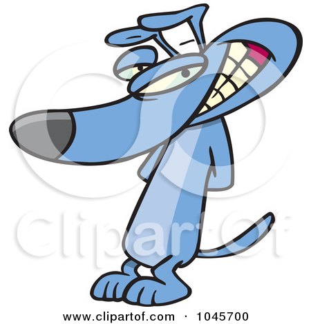 Royalty-Free (RF) Clip Art Illustration of a Cartoon Sneaky Dog Grinning by toonaday