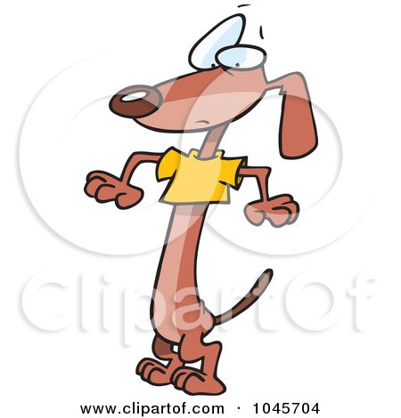 Royalty-Free (RF) Clip Art Illustration of a Cartoon Wiener Dog Wearing A Short T Shirt by toonaday