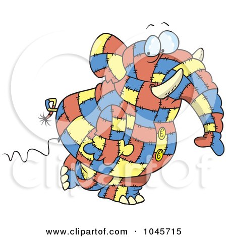 Royalty-Free (RF) Clip Art Illustration of a Cartoon Patchwork Elephant by toonaday