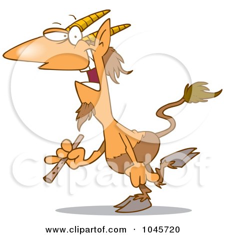 Royalty-Free (RF) Clip Art Illustration of a Cartoon Pan Faun Holding A Flute by toonaday