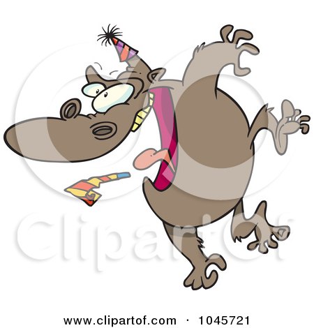 Royalty-Free (RF) Clip Art Illustration of a Cartoon Party Gorilla Jumping by toonaday