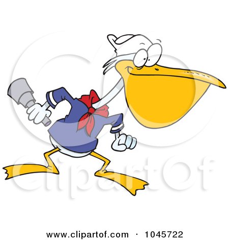 Royalty-Free (RF) Clip Art Illustration of a Cartoon Nautical Pelican by toonaday