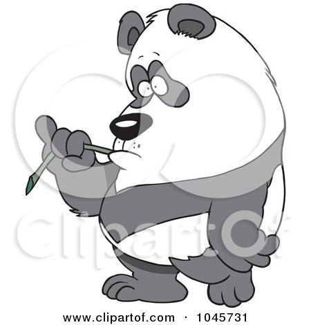 Royalty-Free (RF) Clip Art Illustration of a Cartoon Bored Panda Eating Bamboo by toonaday