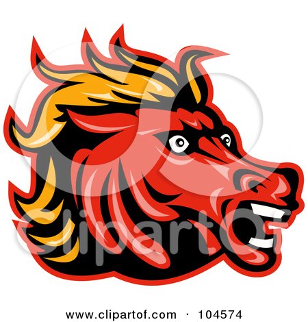 Royalty-Free (RF) Clipart Illustration of a Mad Horse Head Logo by patrimonio