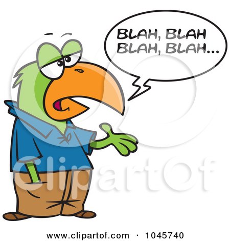 Royalty-Free (RF) Clip Art Illustration of a Cartoon Boring Parrot Talking by toonaday