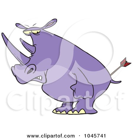Royalty-Free (RF) Clip Art Illustration of a Cartoon Peeved Rhino by toonaday