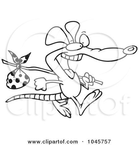 Royalty-Free (RF) Clip Art Illustration of a Cartoon Black And White Outline Design Of A Pack Rat by toonaday