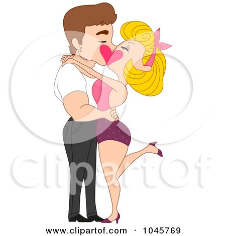 Royalty-Free (RF) Clip Art Illustration of a Man And Woman Kissing, The Woman's Leg Lifted by BNP Design Studio