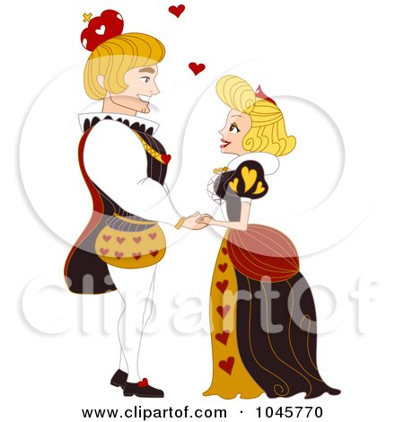 Royalty-Free (RF) Clip Art Illustration of a Loving King And Queen Holding Hands by BNP Design Studio