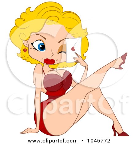 Royalty-Free (RF) Clip Art Illustration of a Blond Pinup Woman Holding A Love Letter by BNP Design Studio