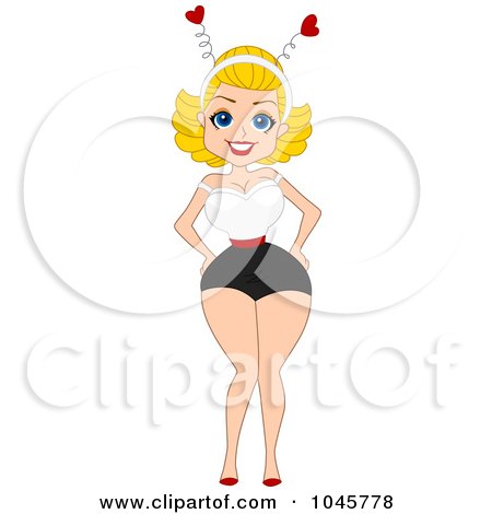 Royalty-Free (RF) Clip Art Illustration of a Pinup Woman Wearing A Sexy Valentine Costume by BNP Design Studio