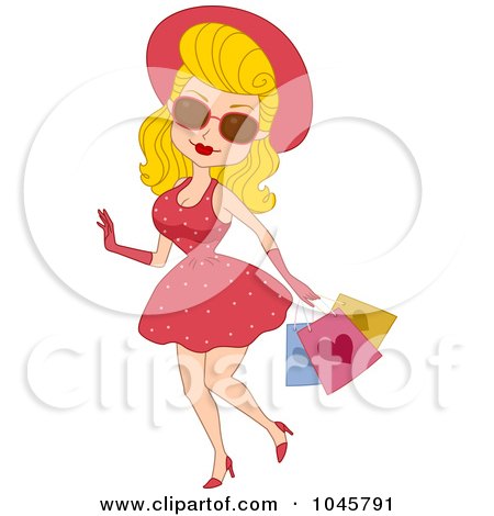 Royalty-Free (RF) Clip Art Illustration of a Pinup Woman Valentine's Day Shopping by BNP Design Studio