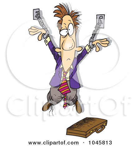 Royalty-Free (RF) Clip Art Illustration of a Cartoon Chained Businessman by toonaday