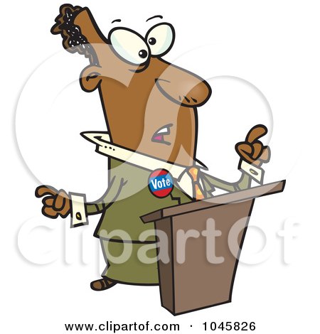 Royalty-Free (RF) Clip Art Illustration of a Cartoon Black Politician At A Podium by toonaday