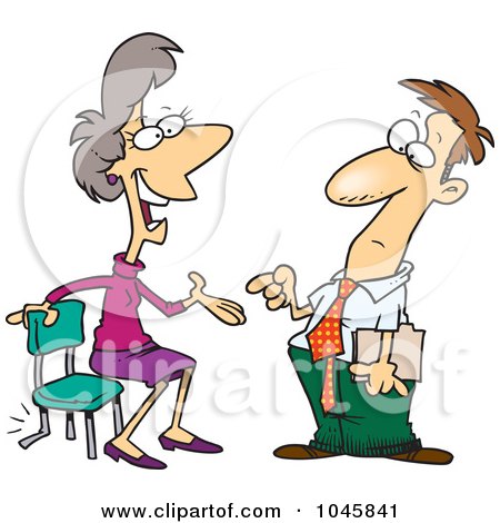 Royalty-Free (RF) Clip Art Illustration of a Cartoon Chatty Woman Sitting In A Broken Chair by toonaday