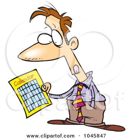 Royalty-Free (RF) Clip Art Illustration of a Cartoon Businessman Holding A Calendar by toonaday