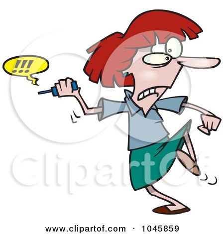 Royalty-Free (RF) Clip Art Illustration of a Cartoon Businesswoman Fed Up With Her Cell Phone by toonaday