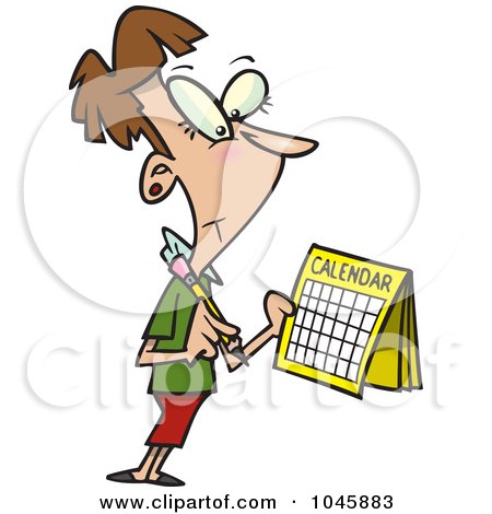 Royalty-Free (RF) Clip Art Illustration of a Cartoon Businesswoman Marking Her Calendar by toonaday