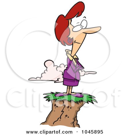 Royalty-Free (RF) Clip Art Illustration of a Cartoon Successful Businesswoman On Top Of A Hill by toonaday