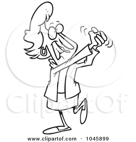 Royalty-Free (RF) Clip Art Illustration of a Cartoon Black And White Outline Design Of A Proud Businesswoman by toonaday