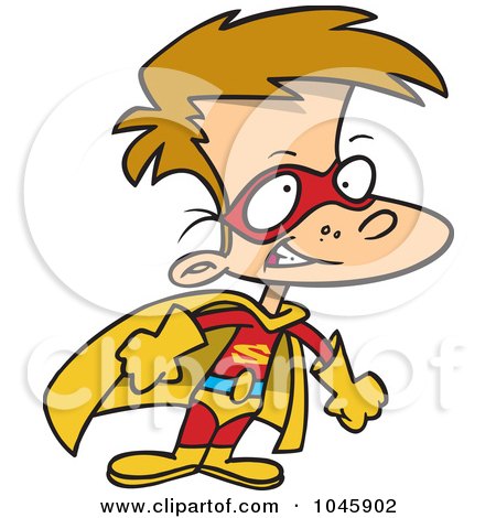 Royalty-Free (RF) Clip Art Illustration of a Cartoon Super Boy In A Cape by toonaday