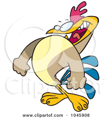 Royalty-Free (RF) Clip Art Illustration of a Cartoon Rooster Preparing To Crow by toonaday